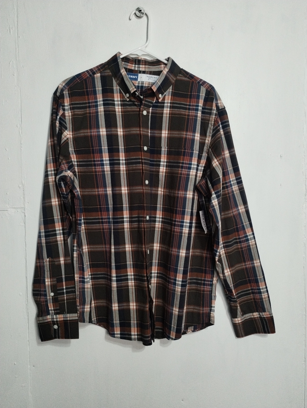 Old Navy Brown, Navy & Cream Plaid Button-Down Shirt